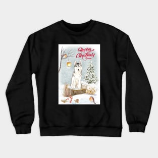 Siberian Husky Merry Christmas Santa Dog Crewneck Sweatshirt